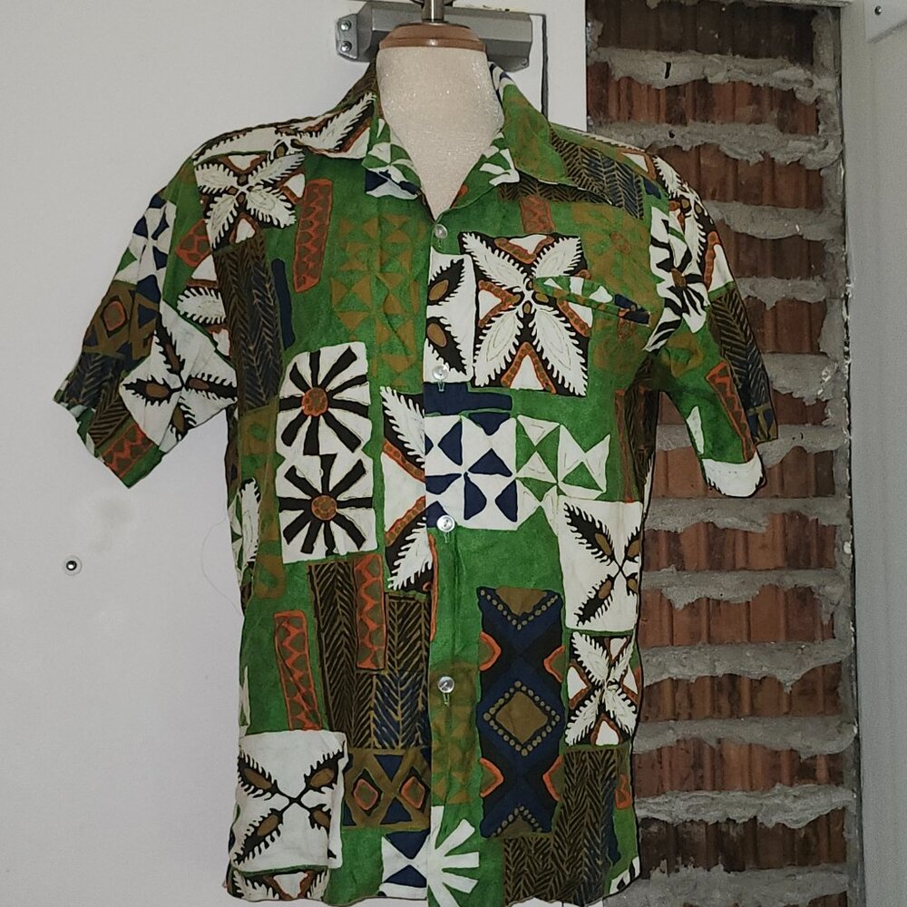 Waltah Clarke's Hawaiian Vintage Cotton Abstract Shirt Size M Medium Pocket